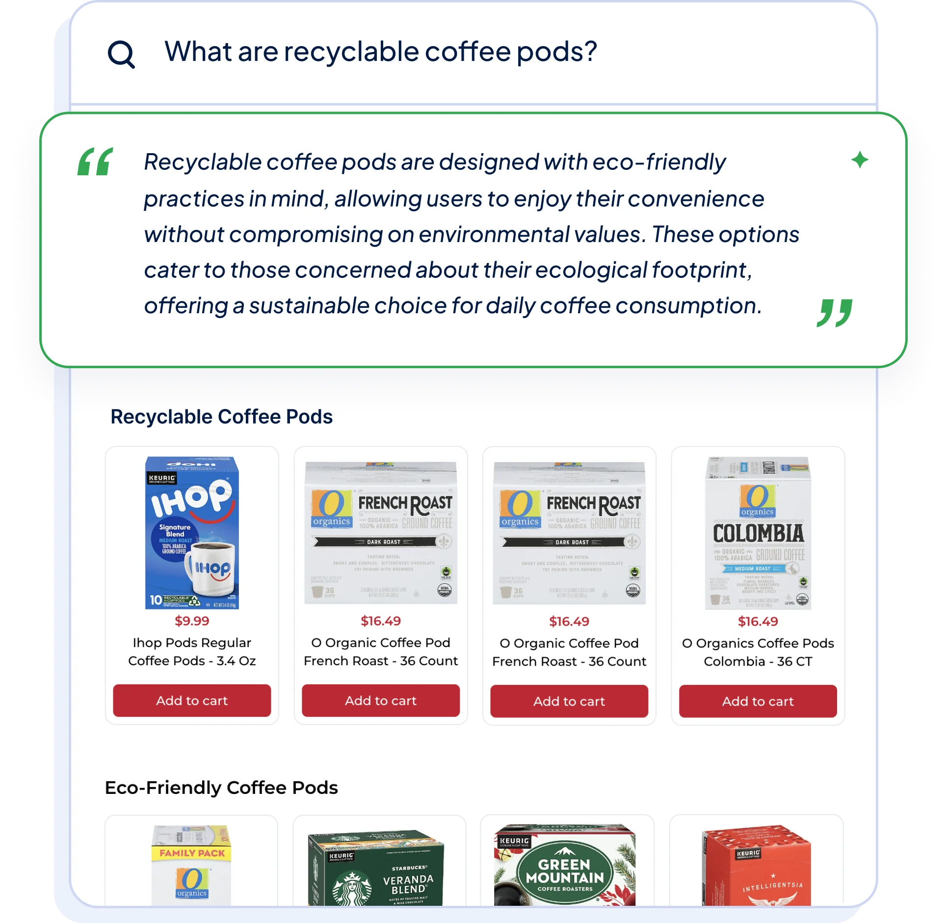 Pre-generated answers